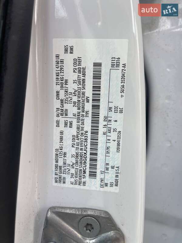 Позашляховик / Кросовер Ford Escape 2018 в Львові фото 25 Позашляховик / Кросовер Ford Escape 2018 в Львові