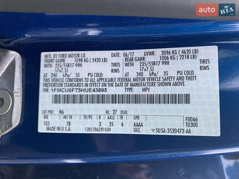 Позашляховик / Кросовер Ford Escape 2017 в Львові