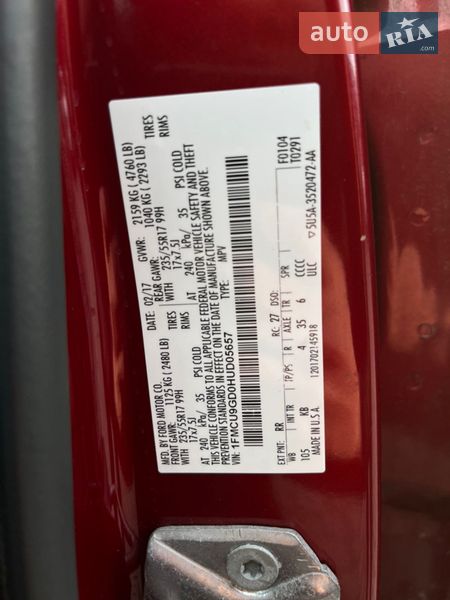 Внедорожник / Кроссовер Ford Escape 2017 в Львове