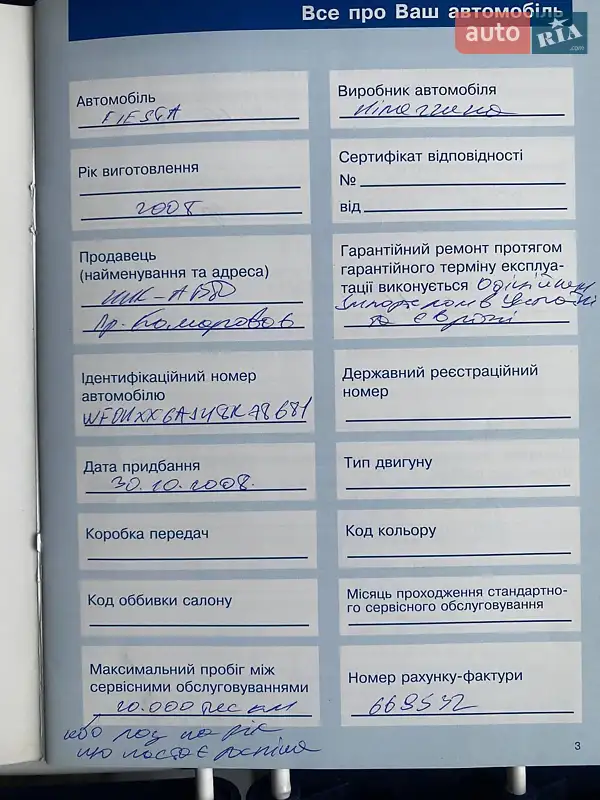 Хэтчбек Ford Fiesta 2008 в Ирпене документ