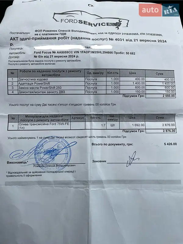 Хэтчбек Ford Focus 2017 в Киеве документ