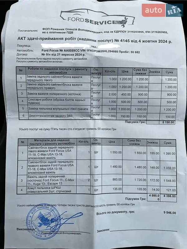 Хэтчбек Ford Focus 2017 в Киеве документ