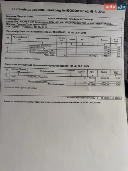 Хэтчбек Ford Focus 2016 в Харькове документ