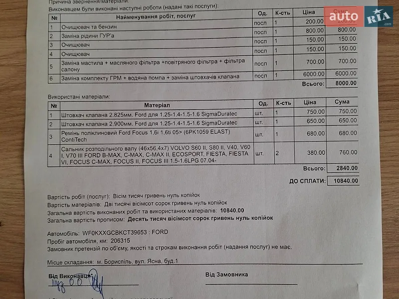 Хэтчбек Ford Focus 2012 в Борисполе документ