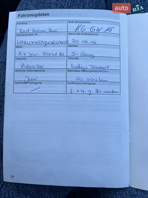 Хэтчбек Ford Fusion 2006 в Шостке документ