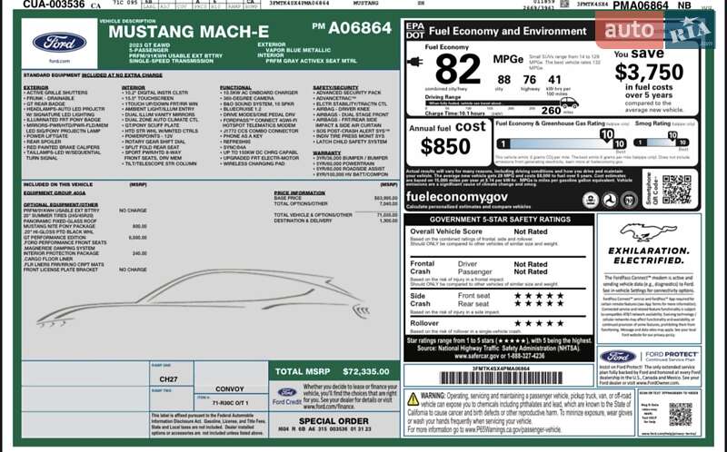 Внедорожник / Кроссовер Ford Mustang Mach-E 2022 в Львове