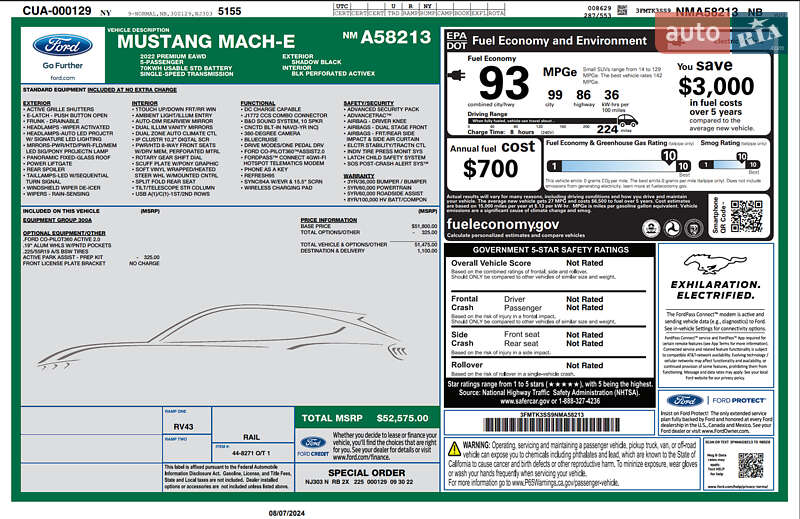 Внедорожник / Кроссовер Ford Mustang Mach-E 2022 в Александрие