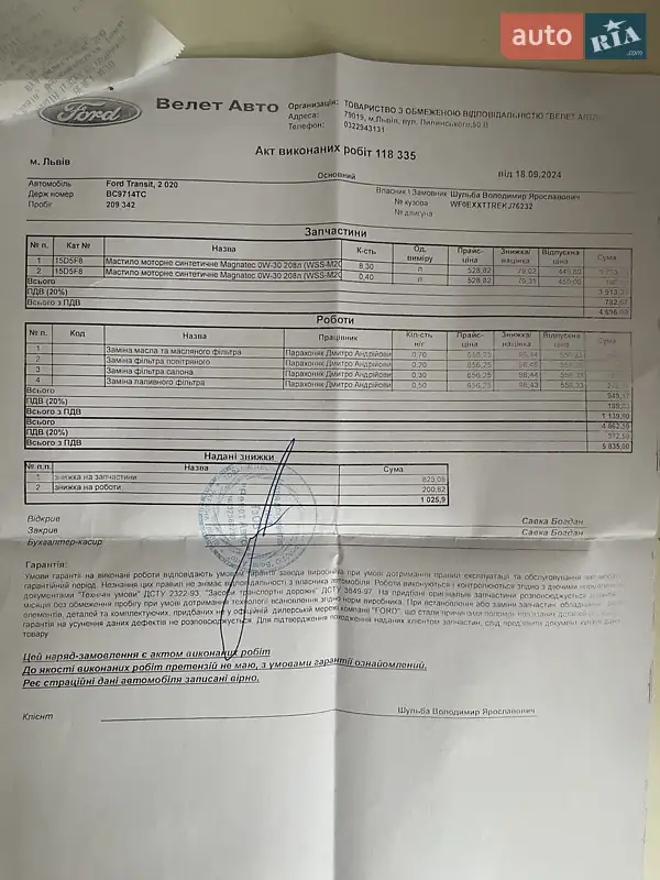 Вантажний фургон Ford Transit 2019 в Львові документ