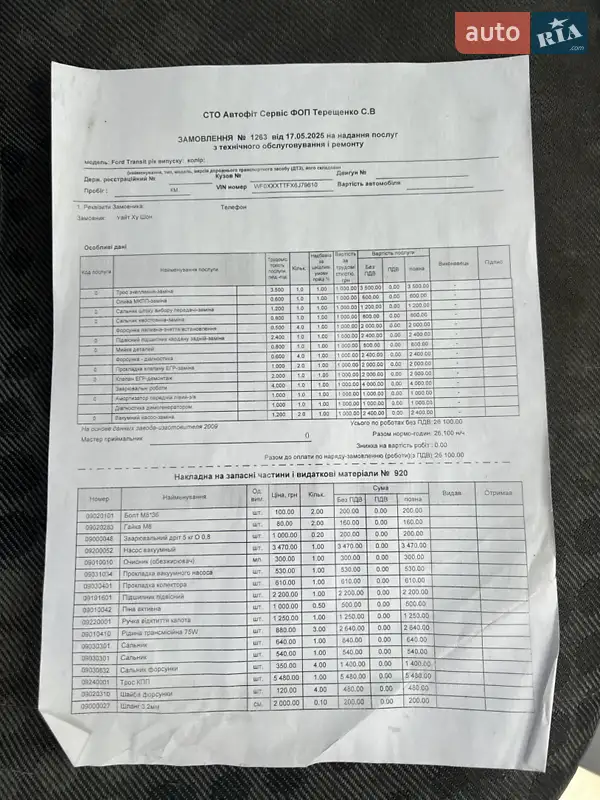 Грузовой фургон Ford Transit 2006 в Киеве документ