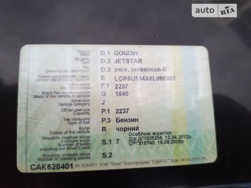 Позашляховик / Кросовер Gonow Victor Suv 2006 в Надвірній документ