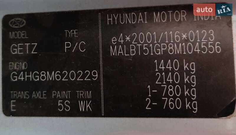 Хетчбек Hyundai Getz 2009 в Мукачевому
