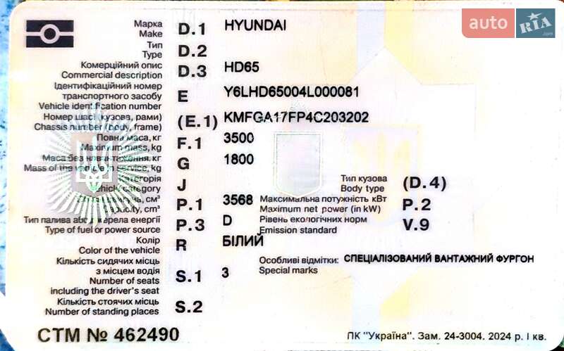 Вантажний фургон Hyundai HD 65 2004 в Дніпрі