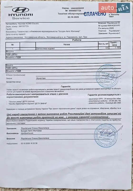 Внедорожник / Кроссовер Hyundai Kona 2020 в Радомышле документ