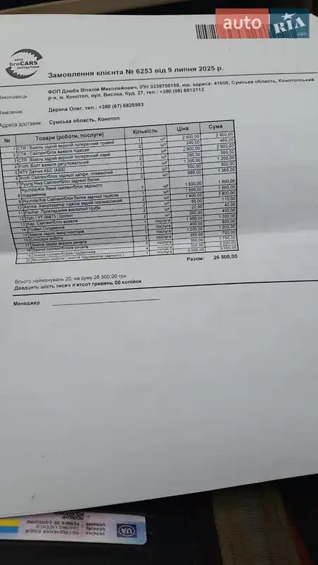 Внедорожник / Кроссовер Hyundai Santa FE 2007 в Конотопе документ 2 фото Внедорожник / Кроссовер Hyundai Santa FE 2007 в Конотопе документ