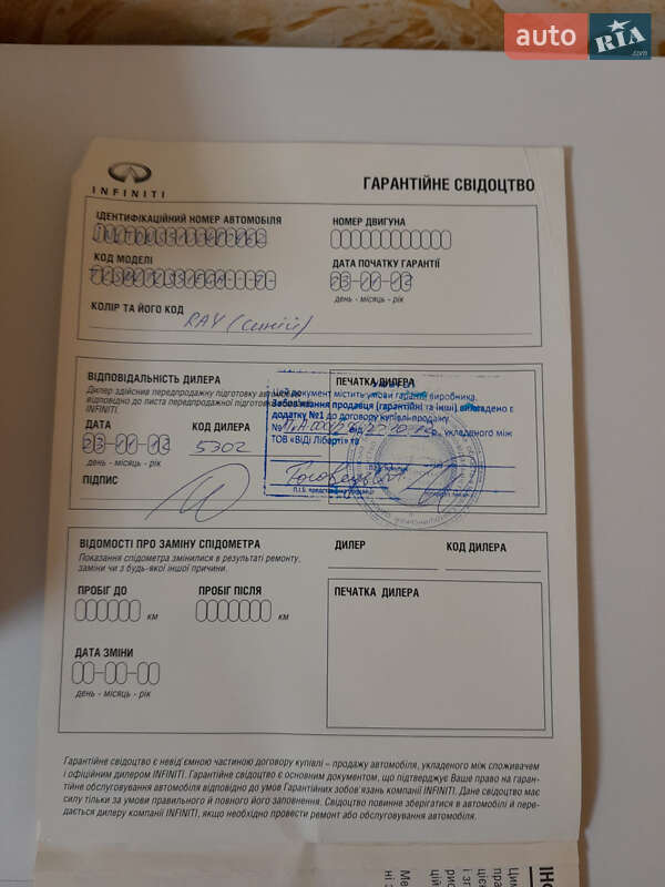 Внедорожник / Кроссовер Infiniti FX 30 2012 в Мукачево