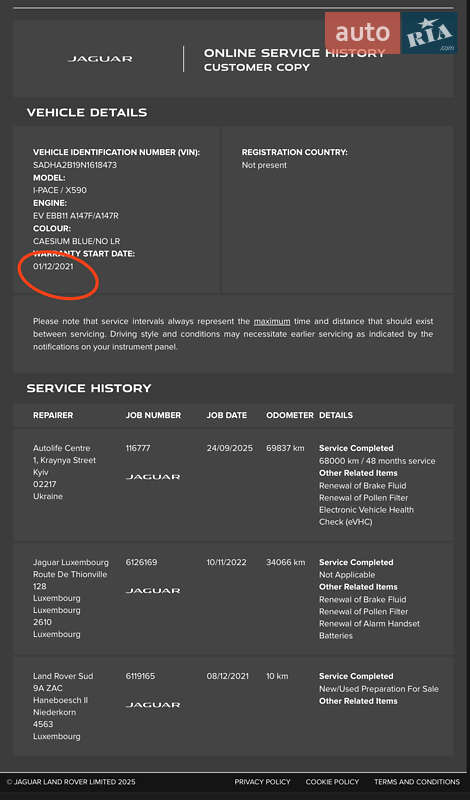 Внедорожник / Кроссовер Jaguar I-Pace 2021 в Киеве