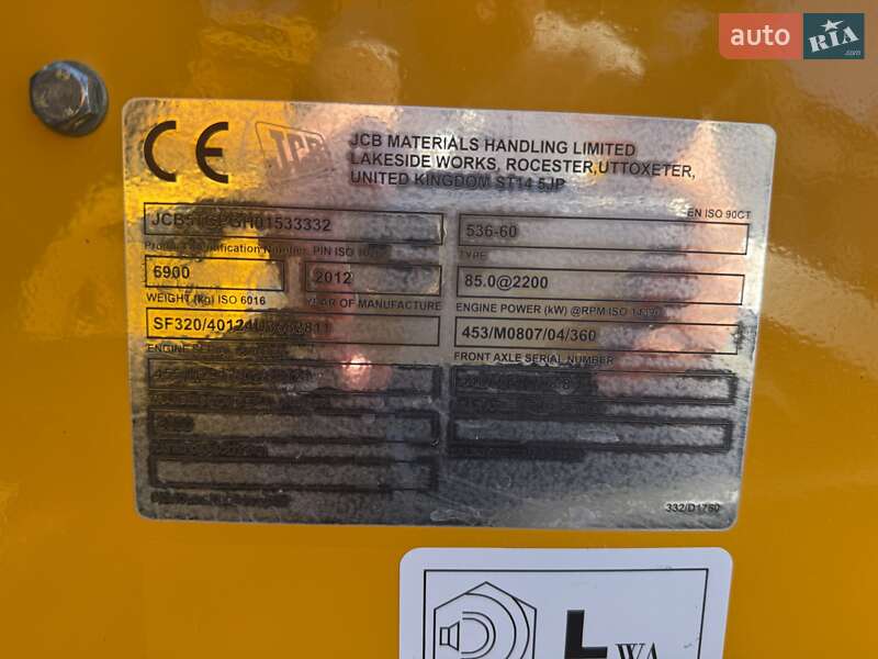 Телескопический погрузчик JCB 536-60 2012 в Луцке