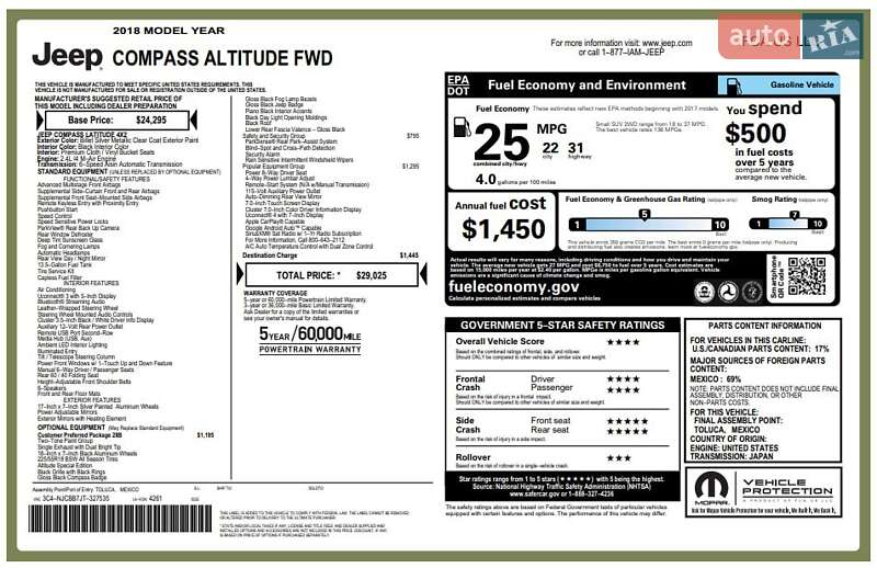 Внедорожник / Кроссовер Jeep Compass 2018 в Киеве