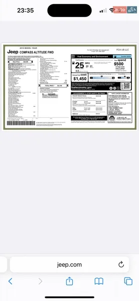 Внедорожник / Кроссовер Jeep Compass 2018 в Хмельницком документ