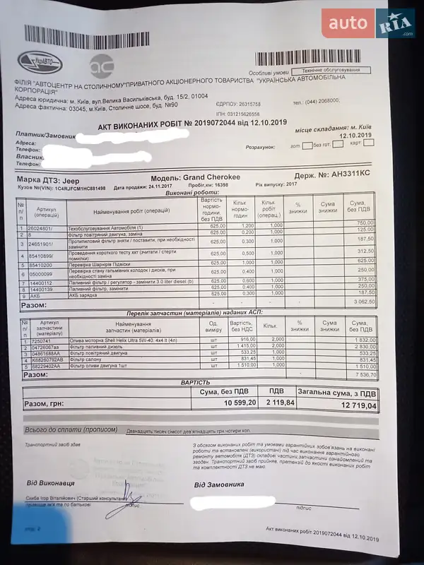 Позашляховик / Кросовер Jeep Grand Cherokee 2017 в Харкові документ