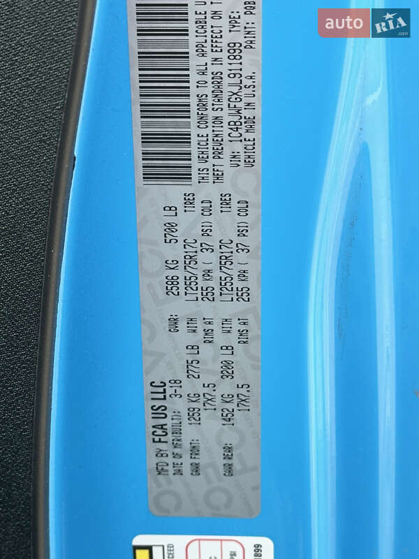 Внедорожник / Кроссовер Jeep Wrangler 2018 в Одессе фото 27 Внедорожник / Кроссовер Jeep Wrangler 2018 в Одессе