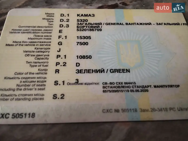 Самоскид КамАЗ 5320 1984 в Івано-Франківську документ