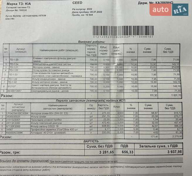 Хэтчбек Kia Ceed 2022 в Киеве