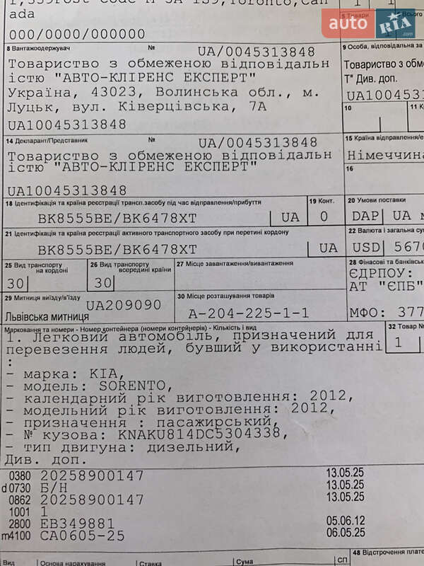 Внедорожник / Кроссовер Kia Sorento 2012 в Вараше
