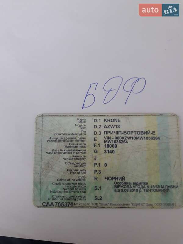 Борт Krone BDF 1992 в Днепре