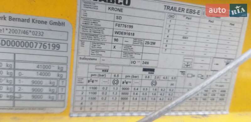 Тентованный борт (штора) - полуприцеп Krone SD 2016 в Черновцах