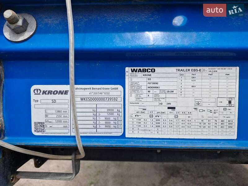 Тентованный борт (штора) - полуприцеп Krone SD 2016 в Киеве