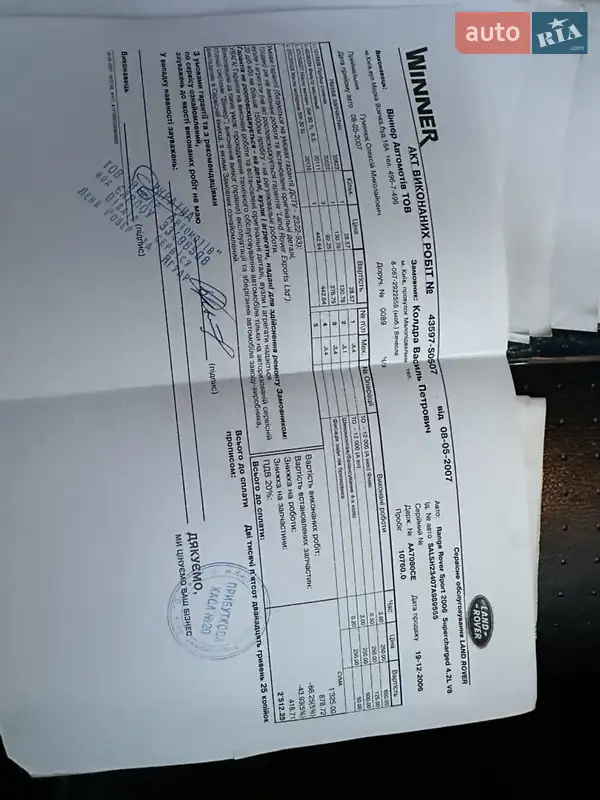 Внедорожник / Кроссовер Land Rover Range Rover Sport 2007 в Львове документ