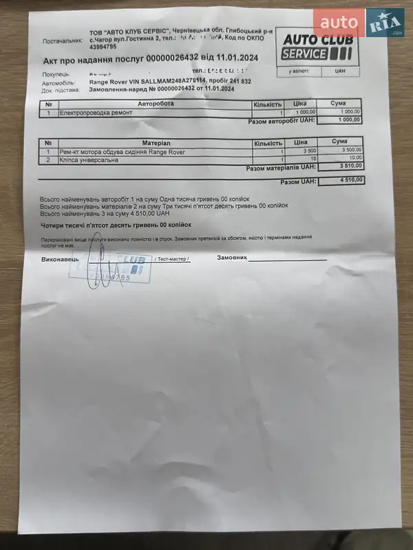 Внедорожник / Кроссовер Land Rover Range Rover 2008 в Черновцах документ