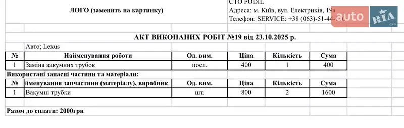 Седан Lexus ES 2008 в Києві документ