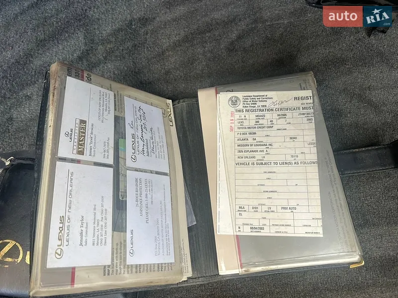 Седан Lexus ES 2003 в Львові документ
