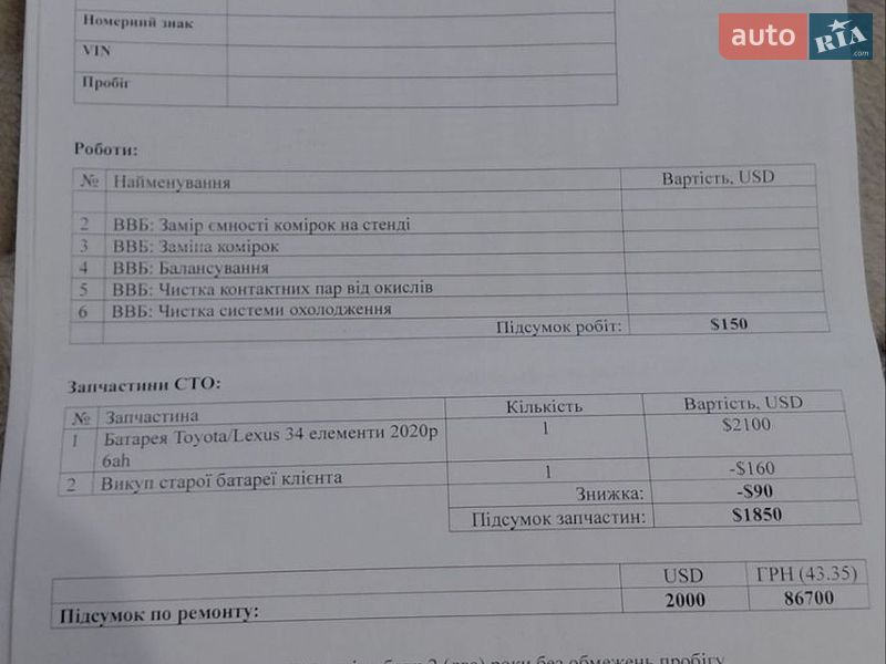 Седан Lexus ES 2012 в Умани