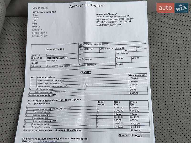 Внедорожник / Кроссовер Lexus RX 2010 в Одессе