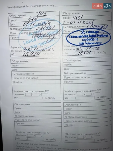 Внедорожник / Кроссовер Lexus RX 2023 в Черновцах документ