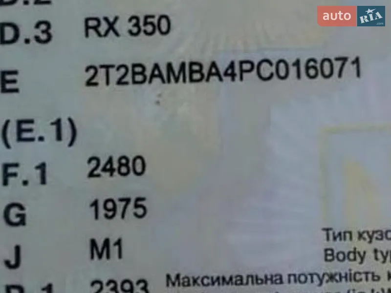 Внедорожник / Кроссовер Lexus RX 2024 в Запорожье документ
