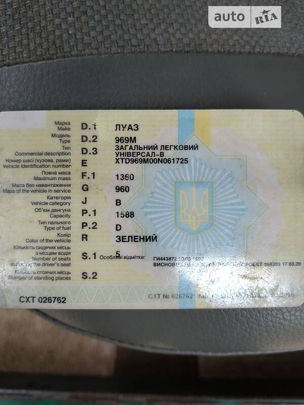 Внедорожник / Кроссовер ЛуАЗ 969 Волинь 1993 в Овруче