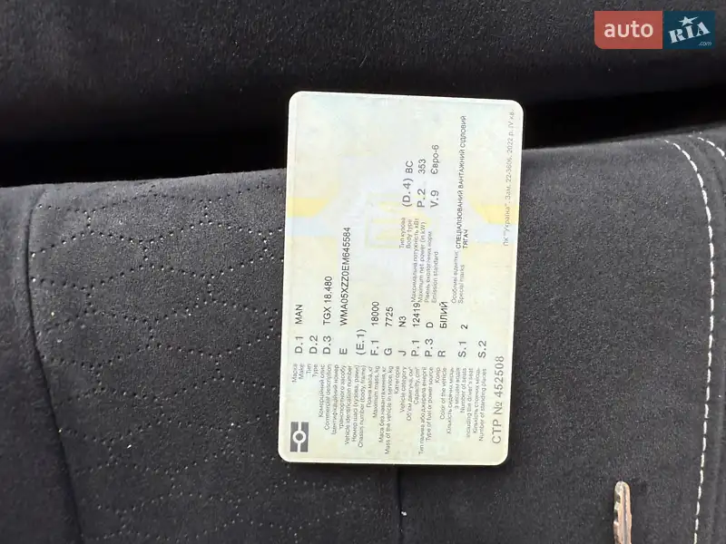 Тягач MAN 18.480 2014 в Одесі документ