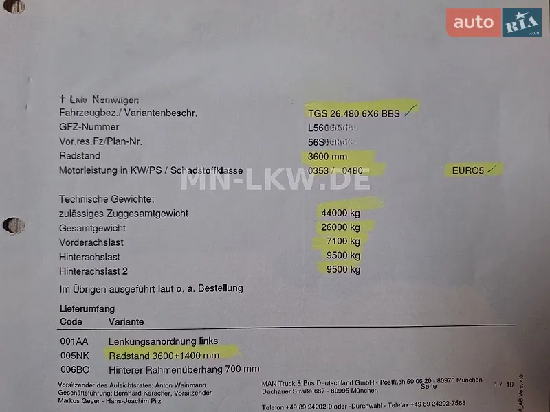 Тягач MAN 33.403 2010 в Жовкве документ