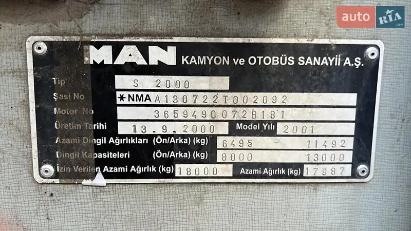 Туристический / Междугородний автобус MAN S 2000 2000 в 