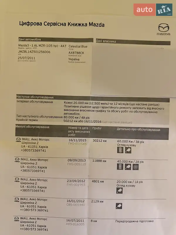 Хетчбек Mazda 3 2010 в Києві документ 2 фото Хетчбек Mazda 3 2010 в Києві документ