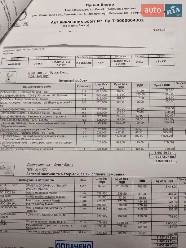 Хетчбек Mazda 3 2017 в Новомиргороді документ 6 фото Хетчбек Mazda 3 2017 в Новомиргороді документ