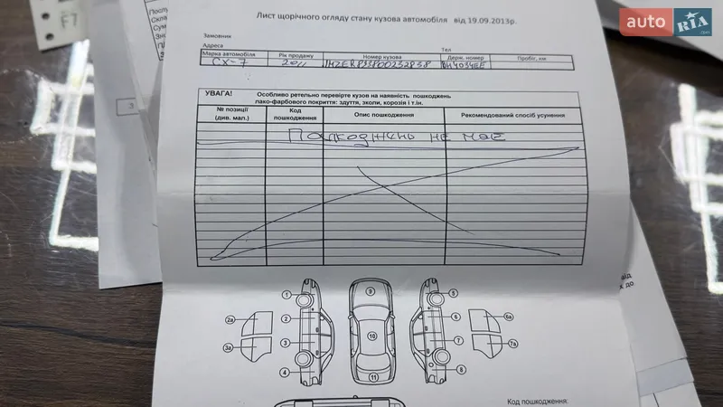 Внедорожник / Кроссовер Mazda CX-7 2012 в Одессе документ