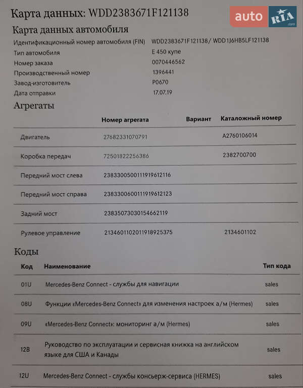 Купе Mercedes-Benz E-Class 2019 в Дніпрі