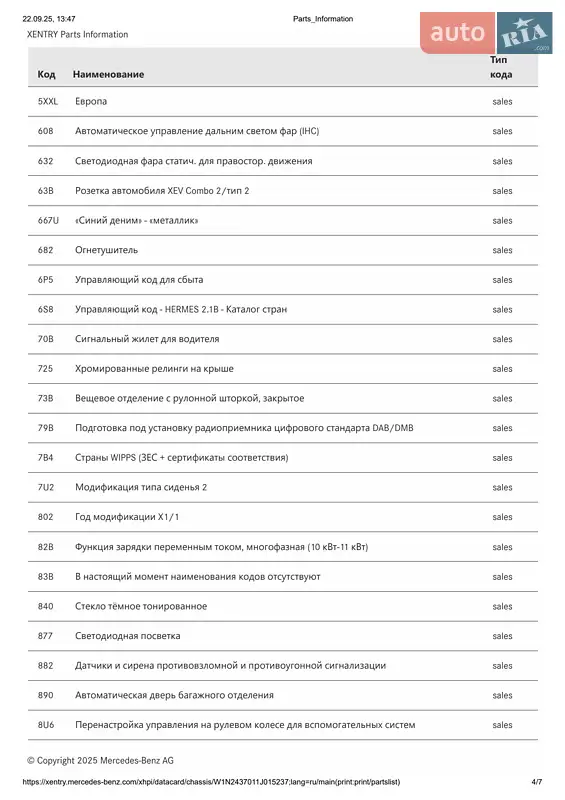 Хэтчбек Mercedes-Benz EQA 2021 в Ковеле документ