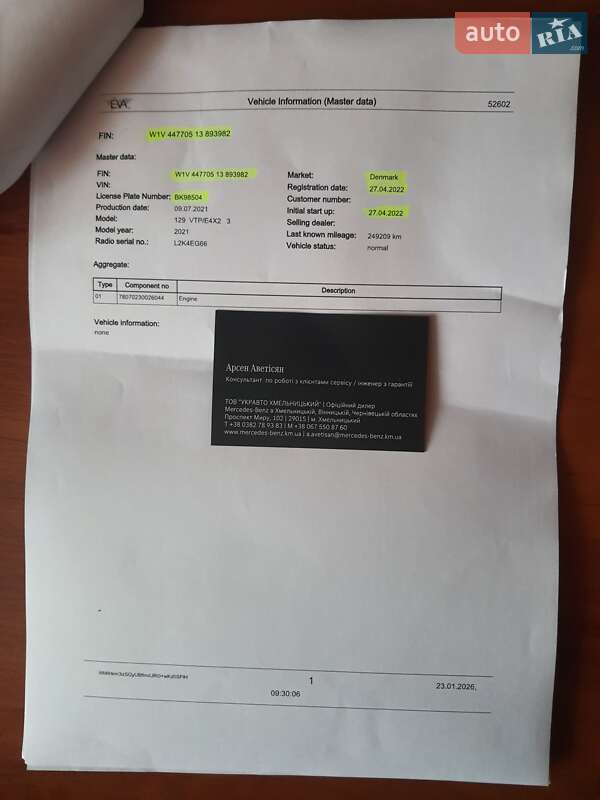 Минивэн Mercedes-Benz eVito 2021 в Хмельницком