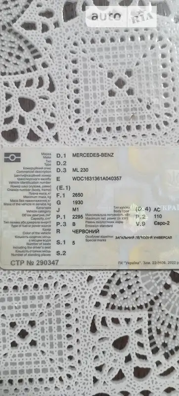 Внедорожник / Кроссовер Mercedes-Benz M-Class 1998 в Лимане документ